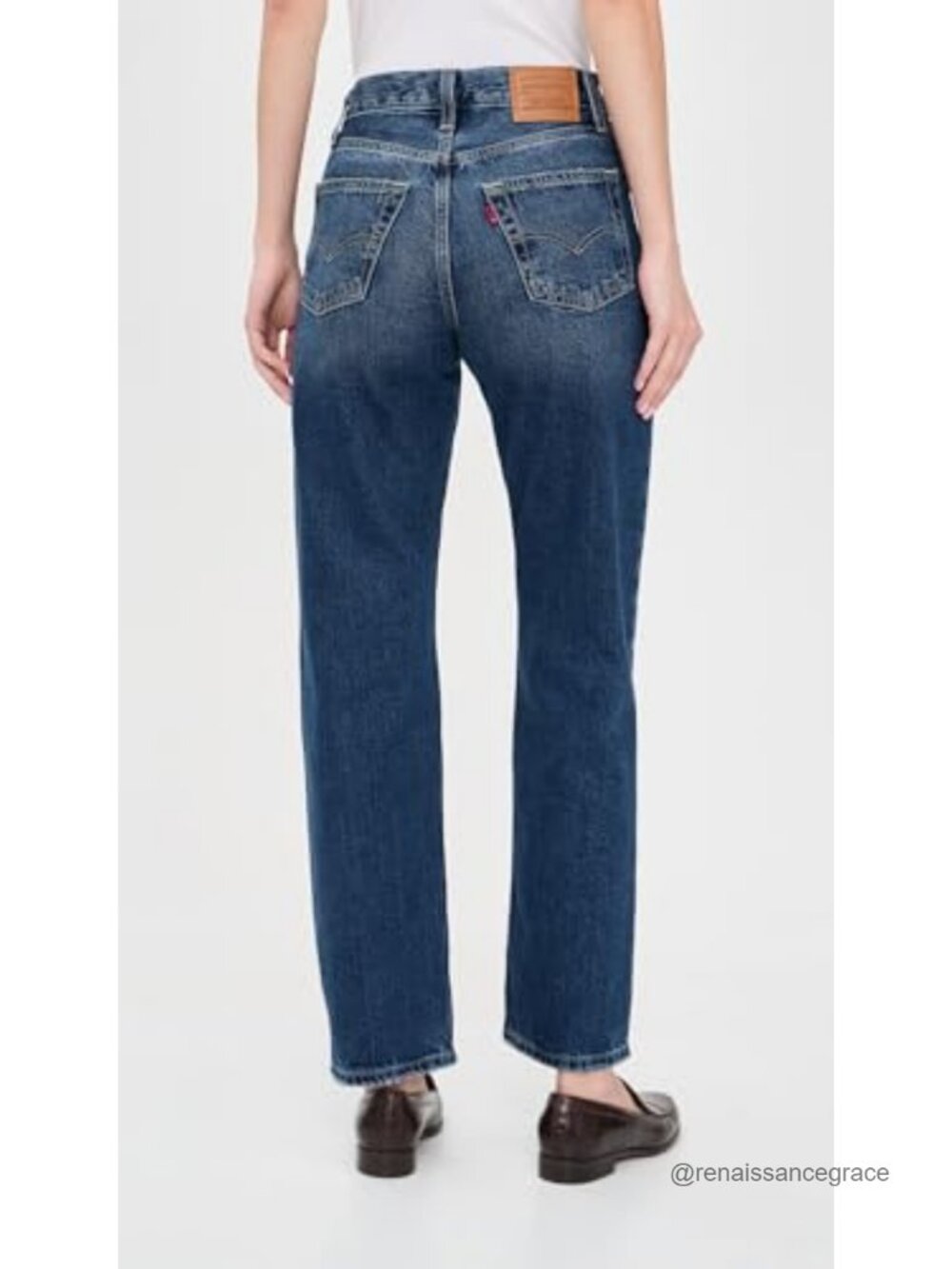 High Rise Straight Leg Jeans Relaxed Fit 100% Cotton